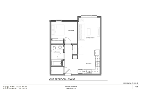 the typical floor plan of a 1 bedroom apartment